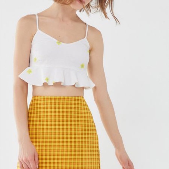 Urban Outfitters Pink/yellow plaid mini skirt - Picture 2 of 3